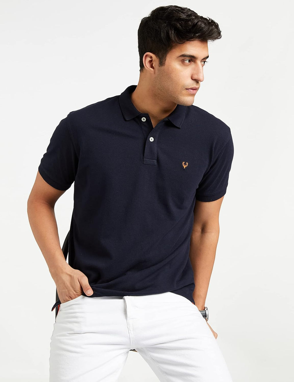 Allen Solly Men’s Polo T‑Shirt | Comfortable Rich Cotton Blend, Band Collar, Regular Fit | Stylish & Premium All Day Wear